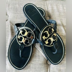 Tory Burch Women’s Leather Metal Miller Slides/Sandals